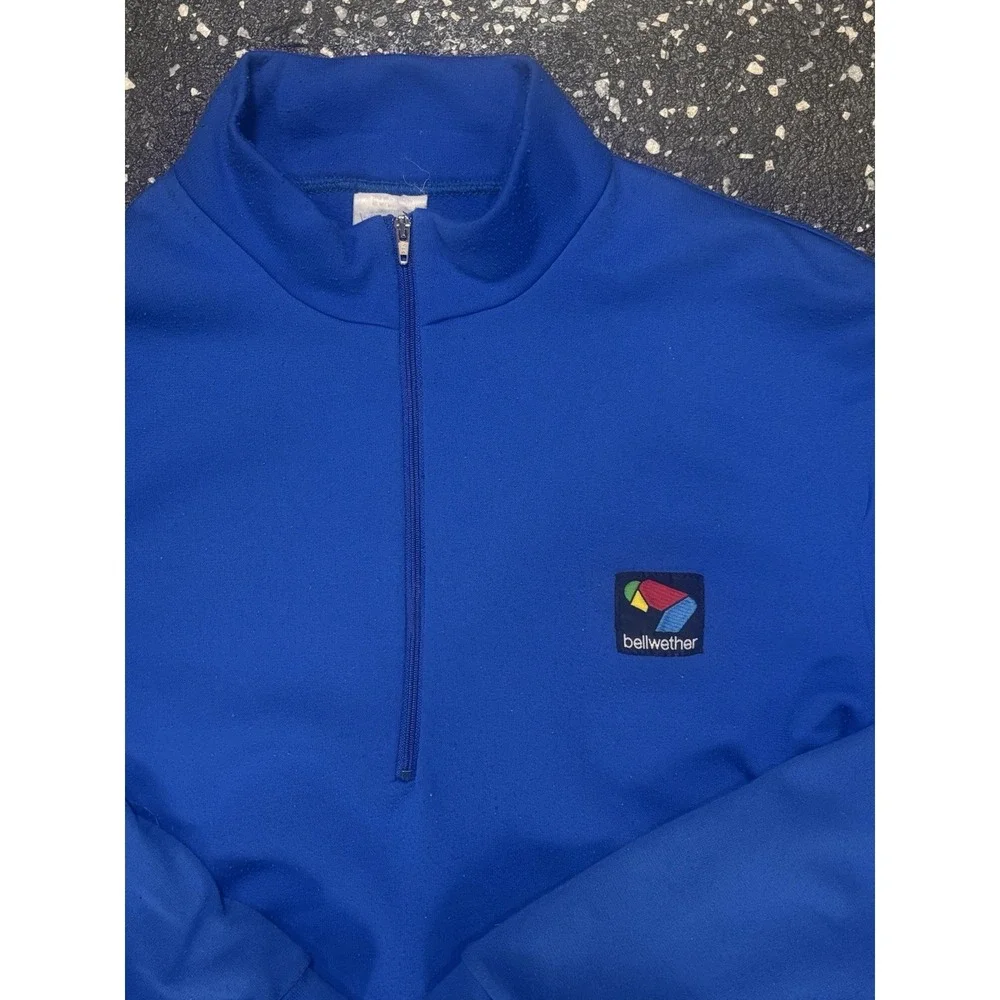 Bellwether Blue Quarter Zip Pullover Cycling Jacket USA Made Slim Medium Bycicle